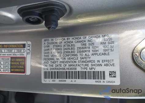 2020 Honda Cr-V Awd Ex from USA, damaged, VIN 2HKRW2H58LH636058